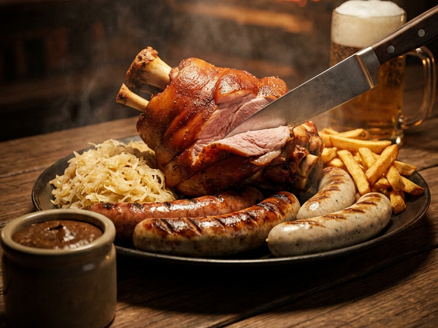 Carnes na brasa servidas na República Cervejeira